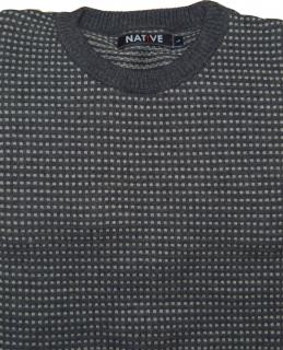 Pánský svetr šedý  U , velikost L, Native SU175-03 (Pánský svetr šedý, vzorovaný  U )