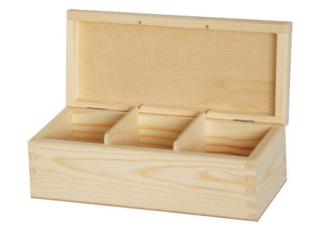 Dřevěná krabička na čaj 3 příhrádky