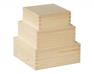 Dřevěná souprava 3 krabičky čtvercové
