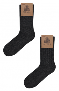 Pletené ponožky z alpaky, černá - 3 páry Velikost: 39-42