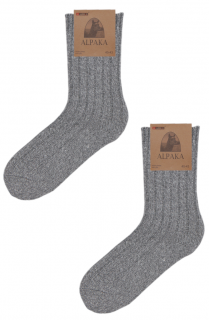 Pletené ponožky z alpaky, světle šedá - 3 páry Velikost: 35-38