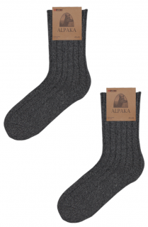 Pletené ponožky z alpaky, tmavě šedá - 3 páry Velikost: 35-38