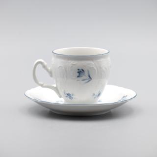 BERNADOTTE modrá kvítka, Šálek s podšálkem čajový VYSOKÝ 240 ml, Thun
