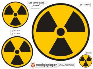 Atom záření výstraha - set 4  samolepky (Atom záření výstraha - set 4 samolepky různé velikosti)