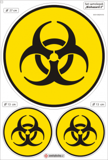 Biohazard - výstraha - set 3  samolepky (Biohazard - výstraha - set 3 samolepky různé velikosti)