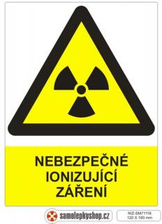 Nebezpečné ionizující záření samolepka 120 x 160 mm (Nebezpečné ionizující záření samolepka 120 x 160 mm)