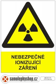 Nebezpečné ionizující záření samolepka 170 x 225 mm (Nebezpečné ionizující záření samolepka 170 x 225 mm)