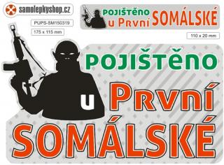 Pojištěno u První somálské - set 2  samolepky (Pojištěno u První somálské - set 2 samolepky různé velikosti)