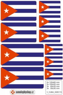 Vlajky Kuba, samolepky set. Cuba (Vlajka Kuba, Cuba)