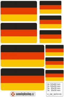 Vlajky Německo, samolepky set 10 ks (Vlajka Německo 10x)