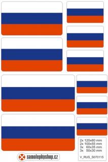 Vlajky Rusko, samolepky set 10 ks (Vlajka Rusko 10x)