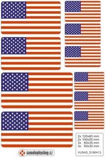 Vlajky USA, samolepky set. (Vlajka USA na mobil)