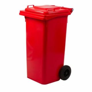 Plastová popelnice, červená 120 l (Nádoba na odpad z HDPE plastu)