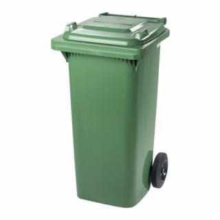 Plastová popelnice, zelená 120 l (Nádoba na odpad z HDPE plastu)