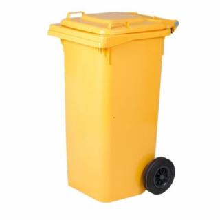Plastová popelnice, žlutá 120 l (Nádoba na odpad z HDPE plastu)