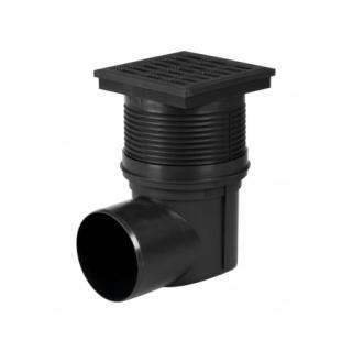 Vpusť kanalizační boční HACO 150x150 mm průměr 110 mm černá (Kanalizační vpusť)