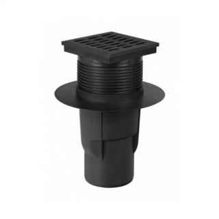Vpusť kanalizační spodní HACO 150x150 mm průměr 110 mm černá (Kanalizační vpusť)