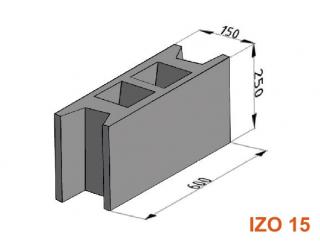 Ztracené bednění IZO 15, 15x25x60 cm (Odlehčená betonová tvarovka)
