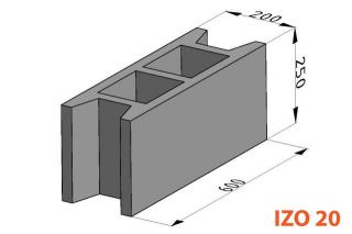 Ztracené bednění IZO 20, 20x25x60 cm (Odlehčená betonová tvarovka)