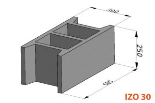Ztracené bednění IZO 30, 30x25x60 cm (Odlehčená betonová tvarovka)