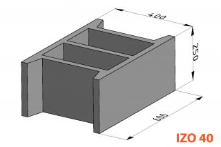 Ztracené bednění IZO 40, 40x25x60 cm (Odlehčená betonová tvarovka)