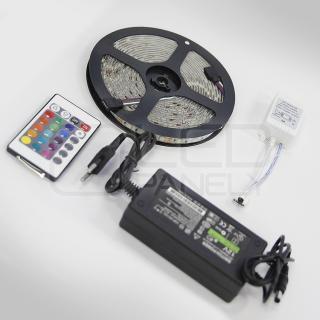 LED pásek 5m, 7-barevný(RGB) - ZDROJ ZDARMA! (LED diodový ohebný STRIP pásek,12V, 7-barevný(RGB), délka 500cm)