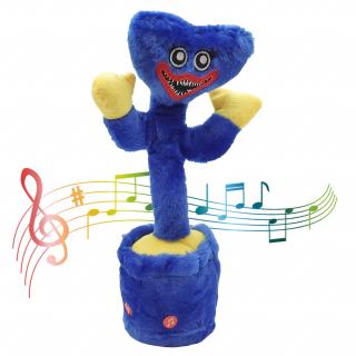 Plyšový tančící a mluvící Huggy Wuggy na baterie, modrý (Interaktivní Huggy Wuggy opakující slova i zvuky)