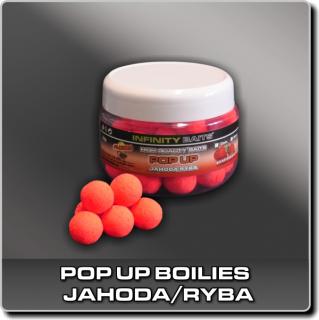 Fluoro Pop Up boilies - Jahoda/ryba 14 mm (INFINITY BAITS)