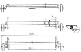 Náprava AL-KO Plus B 1800-9 (1800 kg) a=1300 mm, c=1800 mm, 2361, 112x5, zesílen