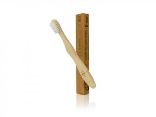 The Bamboo Brush Society bambusový zubní kartáček dětský v papírové krabičce (extra soft), bílý, 1ks