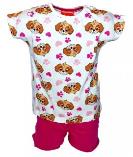 E plus M dívčí pyžamo TLAPKOVÁ PATROLA, bavlna, růžovo bílá, vel. 110