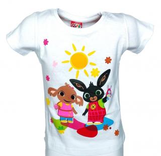 E plus M dívčí tričko Králíček BING a SULA- krátký rukáv, bavlna, bílá, vel. 110