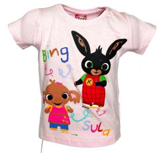 E plus M dívčí tričko Králíček BING a SULA- krátký rukáv, bavlna, růžová, vel. 104