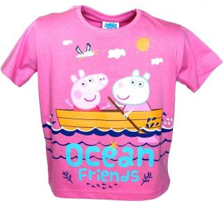 E plus M dívčí tričko PEPPA PIG - krátký rukáv, bavlna, růžová, vel. 104