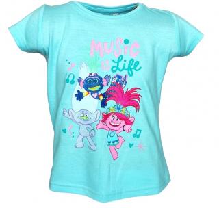 E plus M dívčí tričko TROLLS- krátký rukáv, bavlna, světle modrá, vel. 122