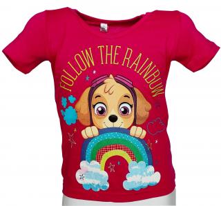 Setino dívčí tričko TLAPKOVÁ PATROLA- krátký rukáv, bavlna, růžová, vel. 110