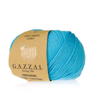 Příze Gazzal Organic baby cotton azurově modrá (Příze Gazzal Organic baby cotton azurově modrá)