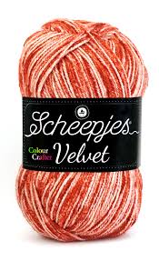 Příze Scheepjes Velvet oranžovobílá (Příze Scheepjes Velvet oranžovobílá)