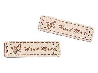 Štítky kožené Handmade  motýl  krémové (Štítky kožené Handmade  motýl )