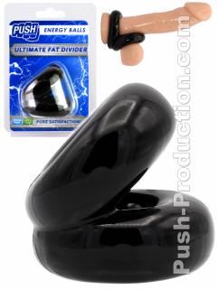 Ballstretcher Push - Ultimate Fat Divider- černý (černý silikonový kroužek pro penis a koule)