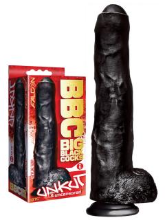 Dildo Big Black Cock Uncut &amp; Uncensored 28 cm (realistické praktické dildo)