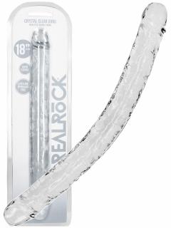 Double dildo Crystal Clear 45 cm (praktické anální double dildo)