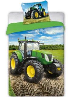 Bavlněné povlečení Zelený traktor (rozměr 70x90, 140x200 cm)