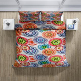Krepové povlečení Barevná mandala (rozměr 70x90, 140x200 cm)