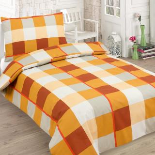 Krepové povlečení Oranžové čtverečky (rozměr 70x90, 140x200 cm)