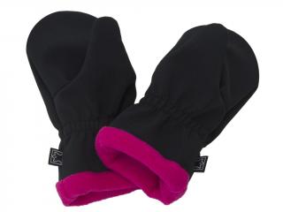 Fantom - softshellové rukavice s fleecovou podšívkou - černé/růžový fleece