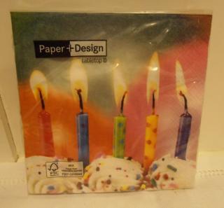 Papírové ubrousky - narozeninové svíčky