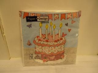 Papírové ubrousky - narozeninový dort