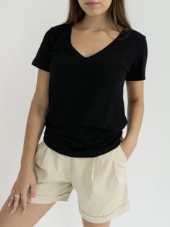 Women's V-neck t-shirt black Velikost: L