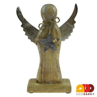 Anděl dřevěný 22 cm (Socha anděla ze dřeva)